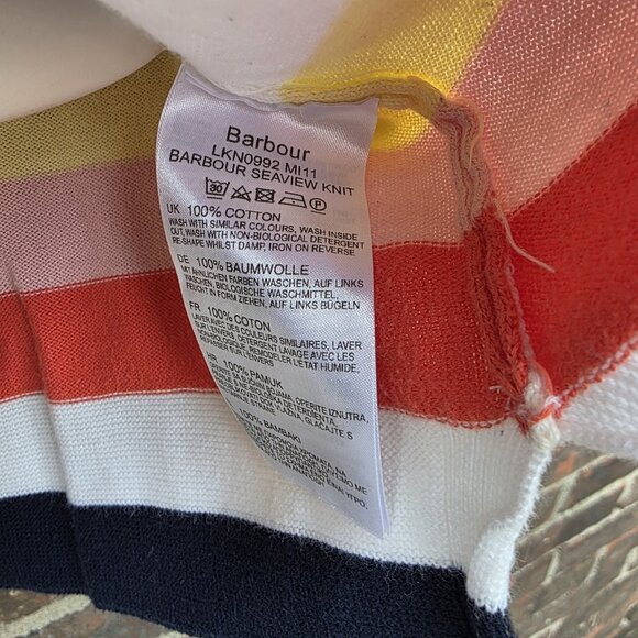 Barbour Size 4 Striped Multicolored Sweater Jumper Colorful Seaview Knit Cotton - Picture 5 of 7